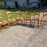 6 Old Straw Chairs in Fruit Tree