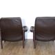 Pair of Scandinavian leather armchairs with ottomans 1970