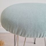 Vintage metal and blue velvet stool, 1960s.