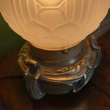 Lampe Art déco en bronze et verre moulé