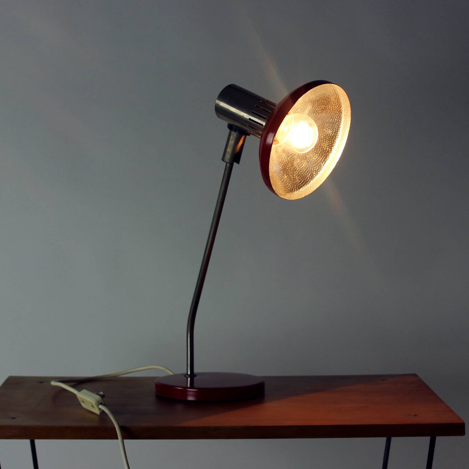 Midcentury Red Table Lamp By Aka Leuchen, Germany 1970s