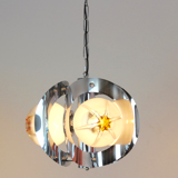Geometric vintage chandelier in chrome and glass frosted by A.V. Mazzega