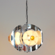 Geometric vintage chandelier in chrome and glass frosted by A.V. Mazzega