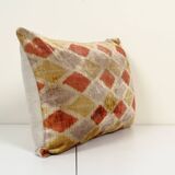 Green silk ikat velvet pillow