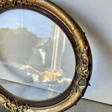 Antique Wooden gilded colored Oval  Picture Frame with glass