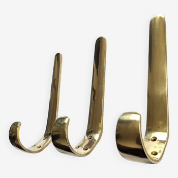 Wall hooks, hooks, 1950s modernist design attributed to carl auböck, vintage, brass