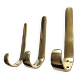 Wall hooks, hooks, 1950s modernist design attributed to carl auböck, vintage, brass