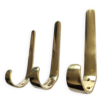 Wall hooks, hooks, 1950s modernist design attributed to carl auböck, vintage, brass