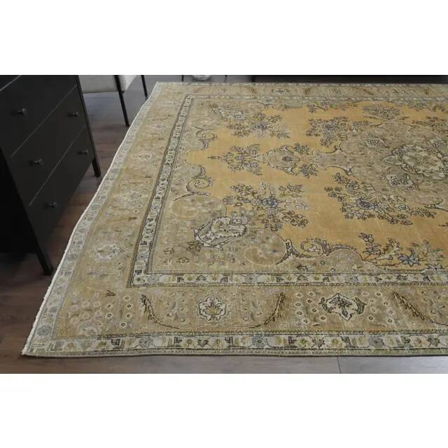 1970s Turkish Hand-Knotted Wool Cotton Orange Area Rug 293x381