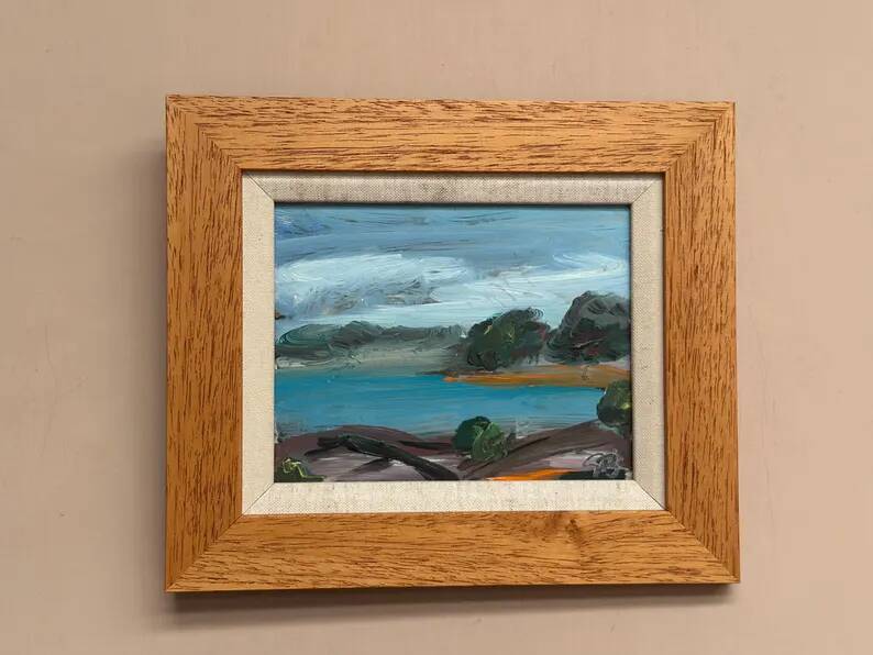 Original Swedish Oil on Panel “Coastal Landscape” by Göran Brunius – Signed