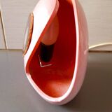 Ceramic lamp, agate slice 1970 vintage pink