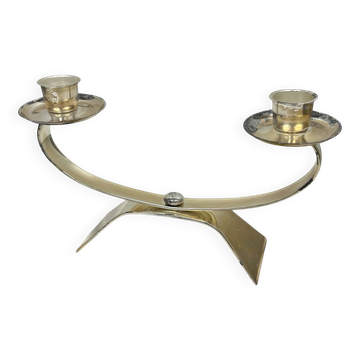 Bougeoir à deux bras moderniste vintage WMF, modèle Radtke (1958), argent.