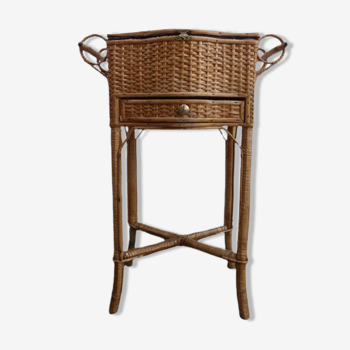 Bedside table tavailleuse wicker vintage