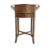 Table de chevet tavailleuse osier vintage