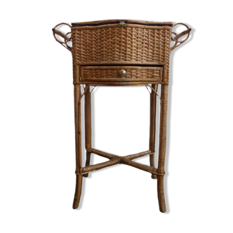 Bedside table tavailleuse wicker vintage