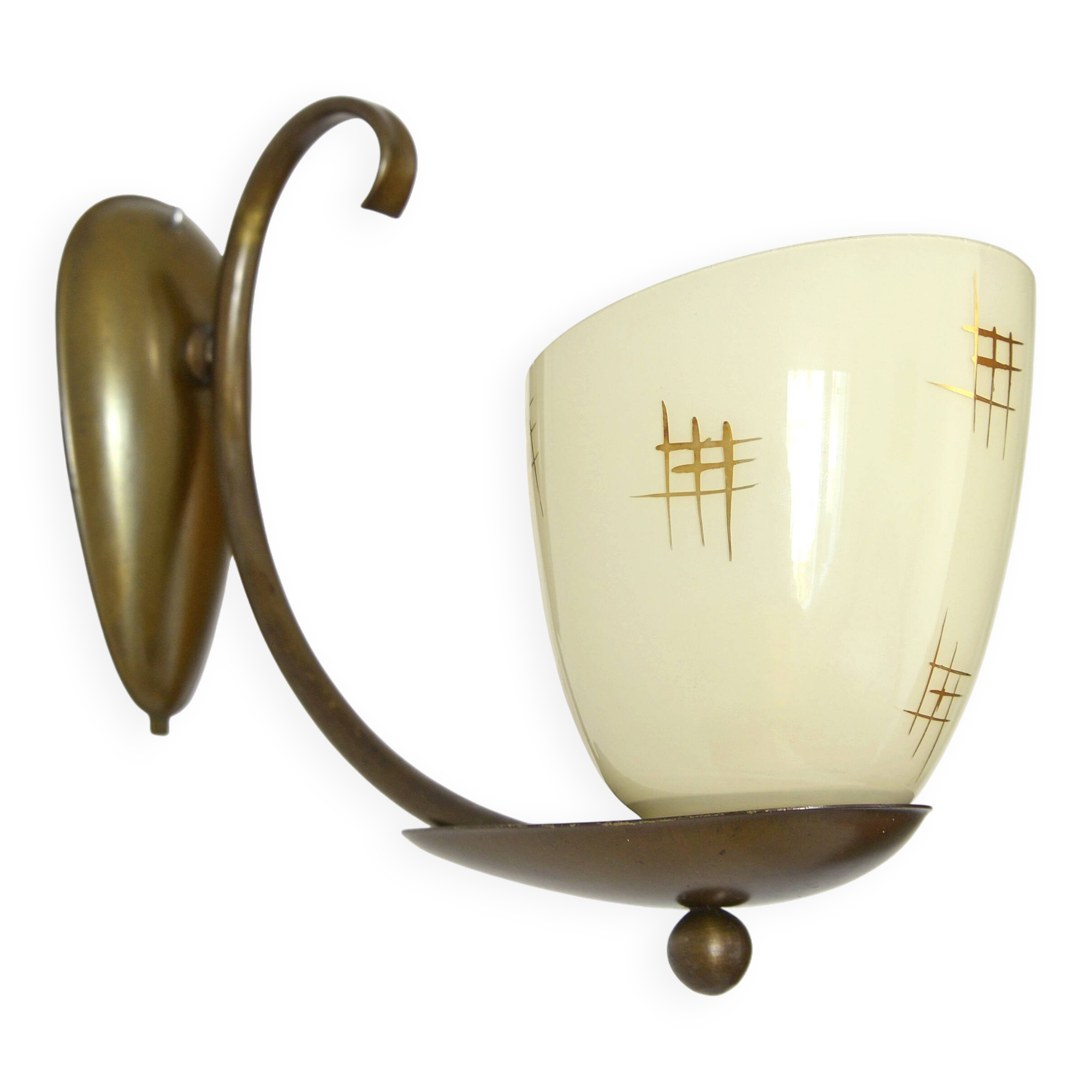 Applique murale Art Déco originale en laiton / luminaire vintage des années 1930 / époque Bauhaus