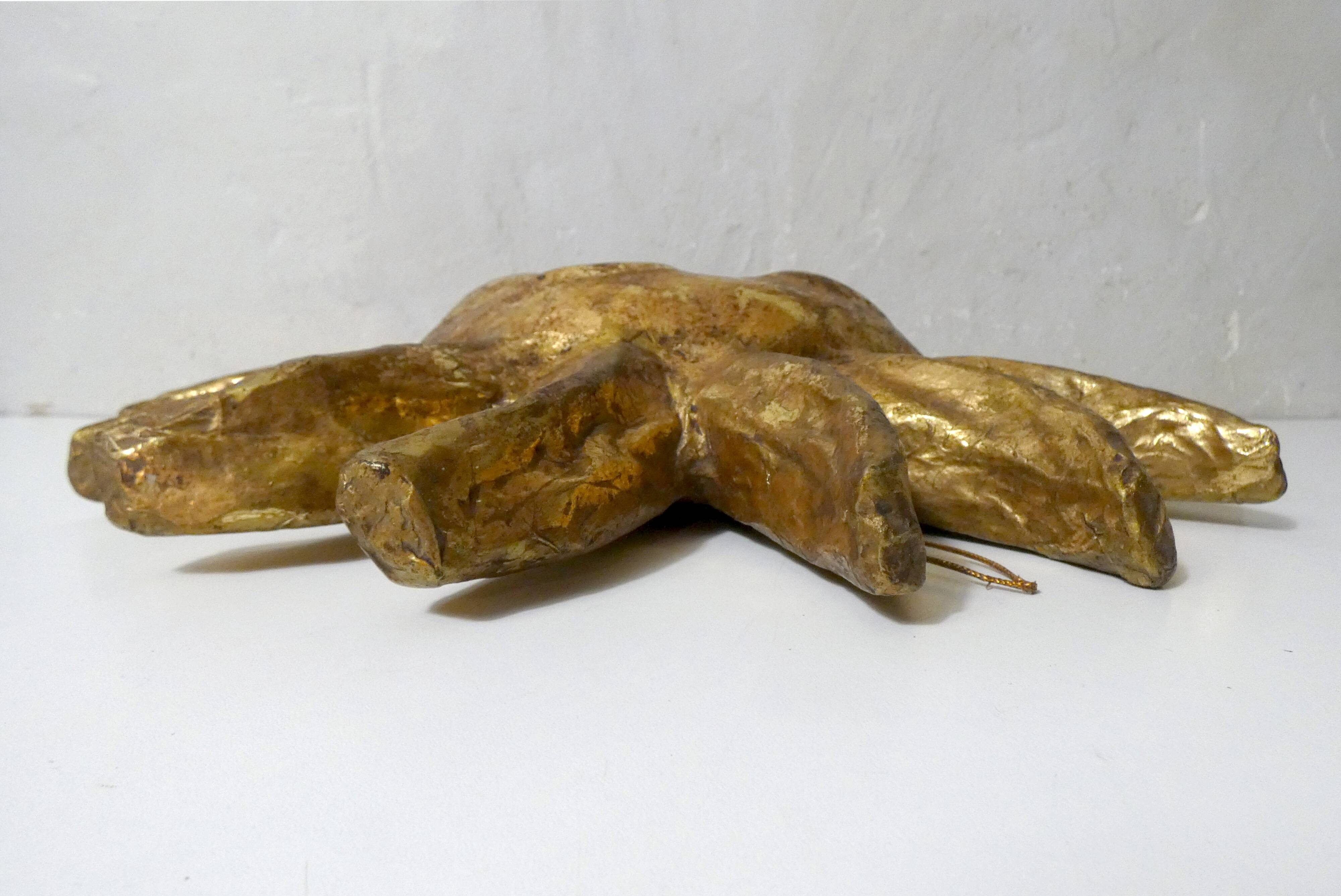 Sculpture murale en relief Soleil or vintage