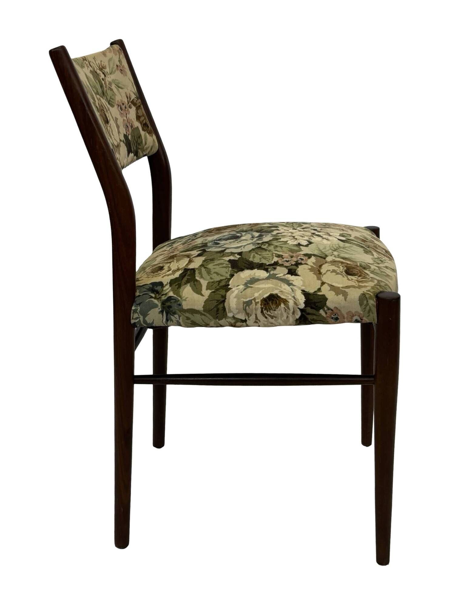 Vintage Dining Chair Flower Upholstery 1960s Teak