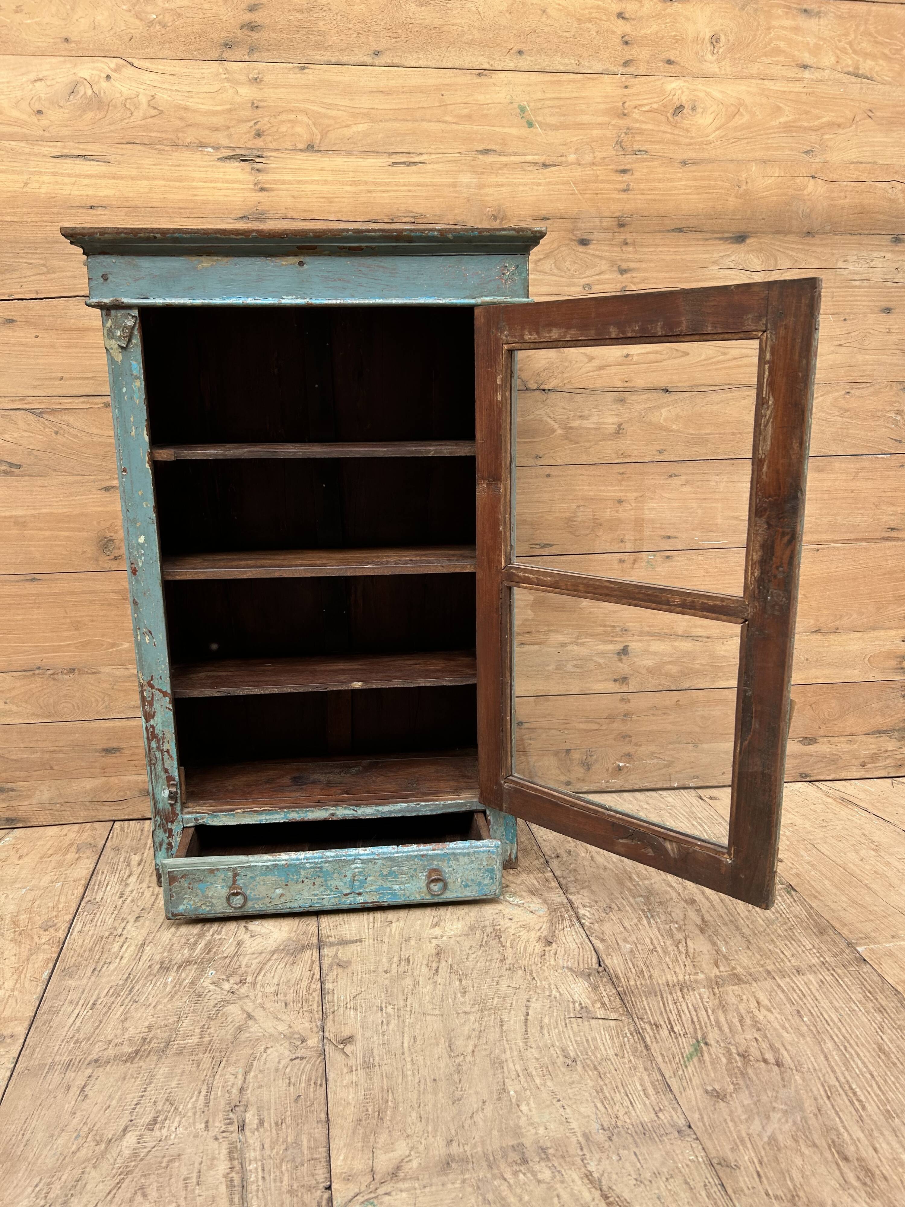 Wall display cabinet in Burmese teak with original patina.