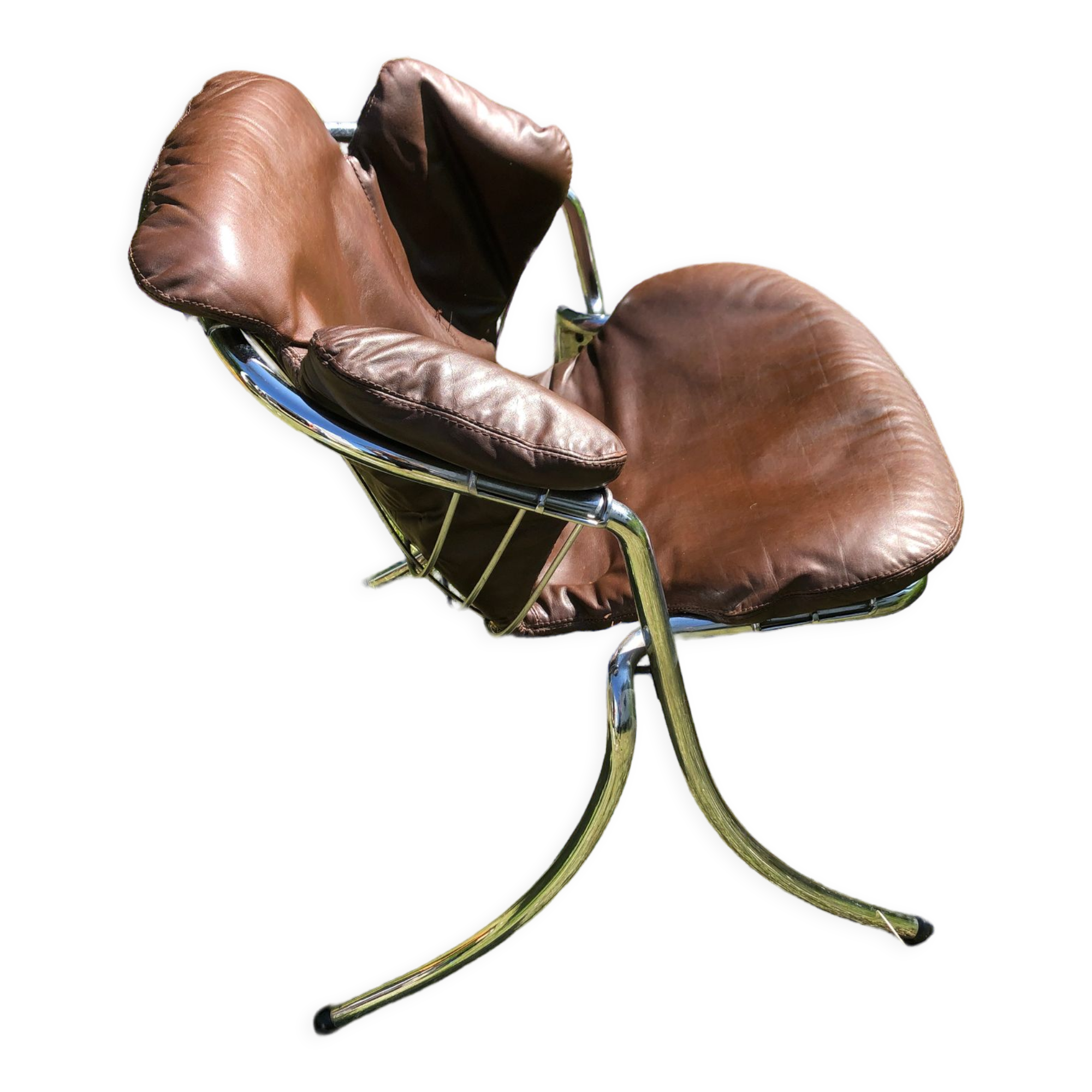 Leather chair model Lynn Gastone Rinaldi for Rima