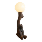 Art Deco carved wooden lamp base bear
