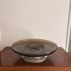 70s Pressed Glass Smoke Fruit Bowl Coupe Stand Space Age