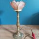 Bedside lamp flower petal pink mother-of-pearl bronze base brass dpm 0323112