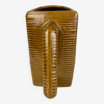 Rectangular ocher ceramic pitcher