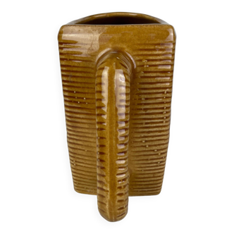 Rectangular ocher ceramic pitcher