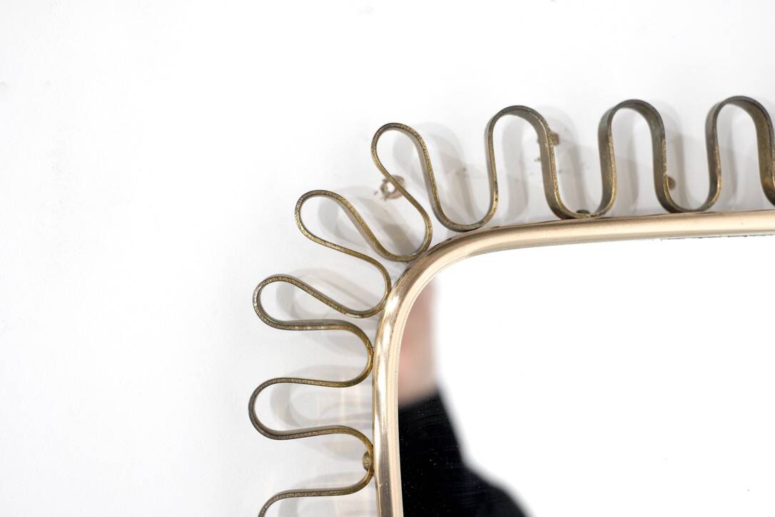 Brass wall mirror, Italy, 1950s