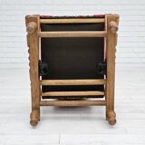 1970s, Danish highback rocking chair, oak wood, furniture wool, original condition.