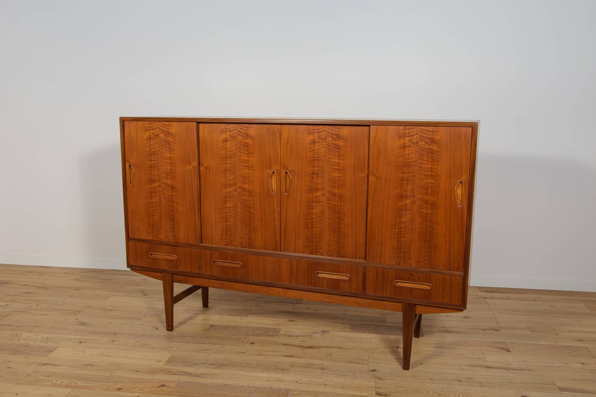 Mid-Century Teak High Sideboard, Denmark, 1960s