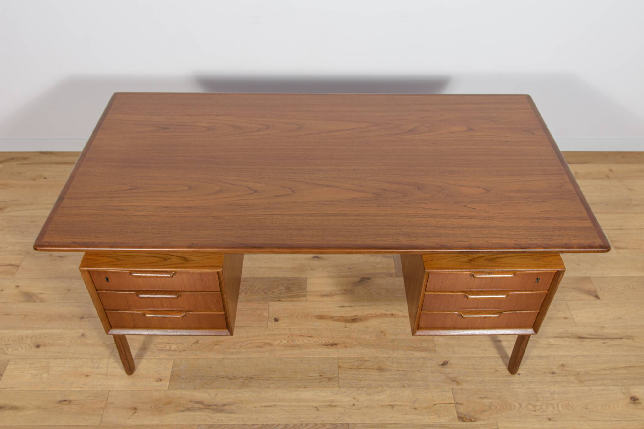 Mid-Century Model 75 Freestanding Teak Desk from Omann Jun, Denmark, 1950s