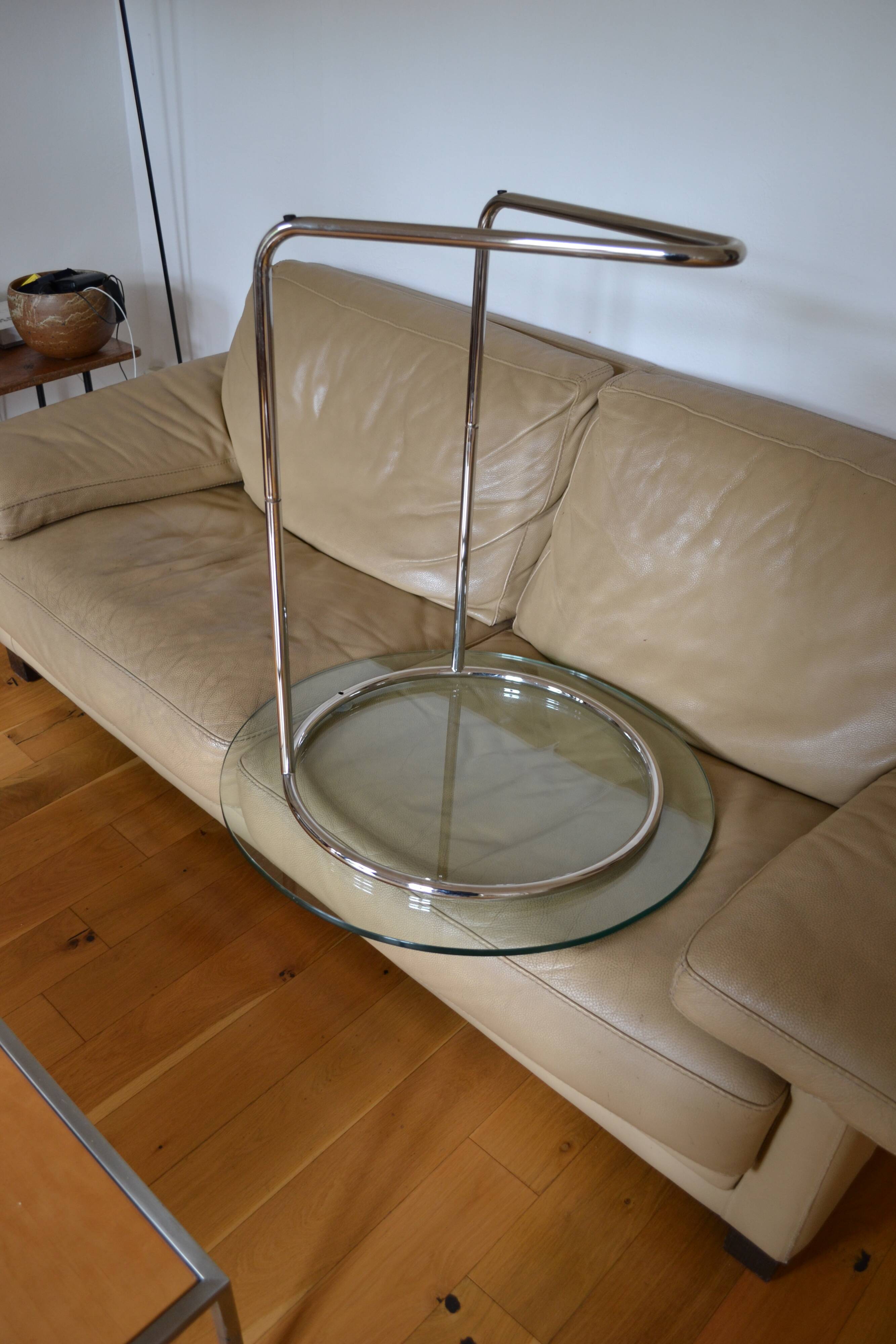 Side table or end table vintage metal and glass