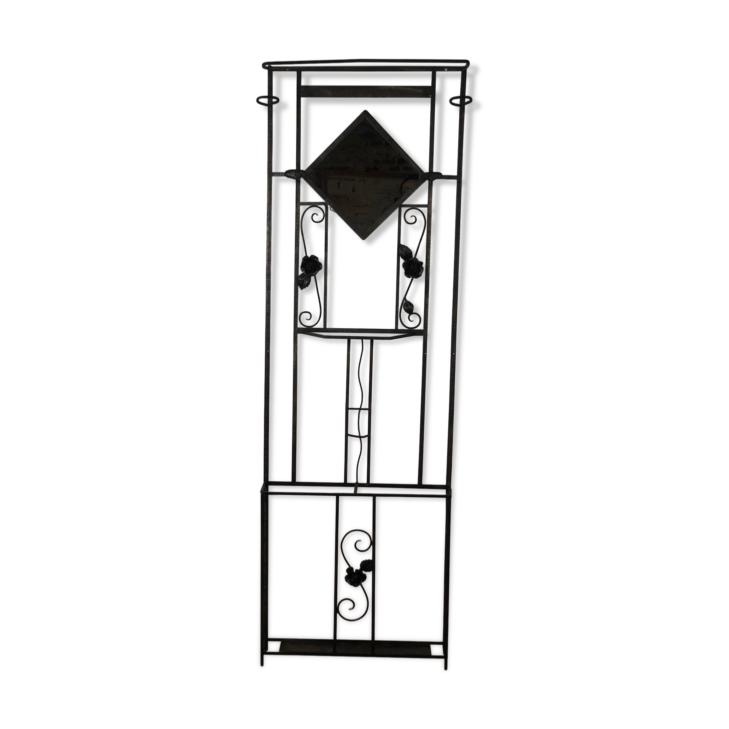 Cloakroom / Art Deco period coat rack in black wrought iron