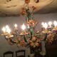Metal chandelier painted floral decoration 12 lights