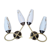 Pair of vintage double wall lamps, 50s.