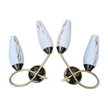 Paire d'appliques double vintage années 50