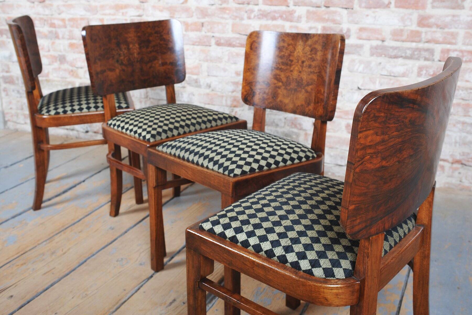 Art Deco Dining Set in Beech and Spruce, 1920s, Set of 5