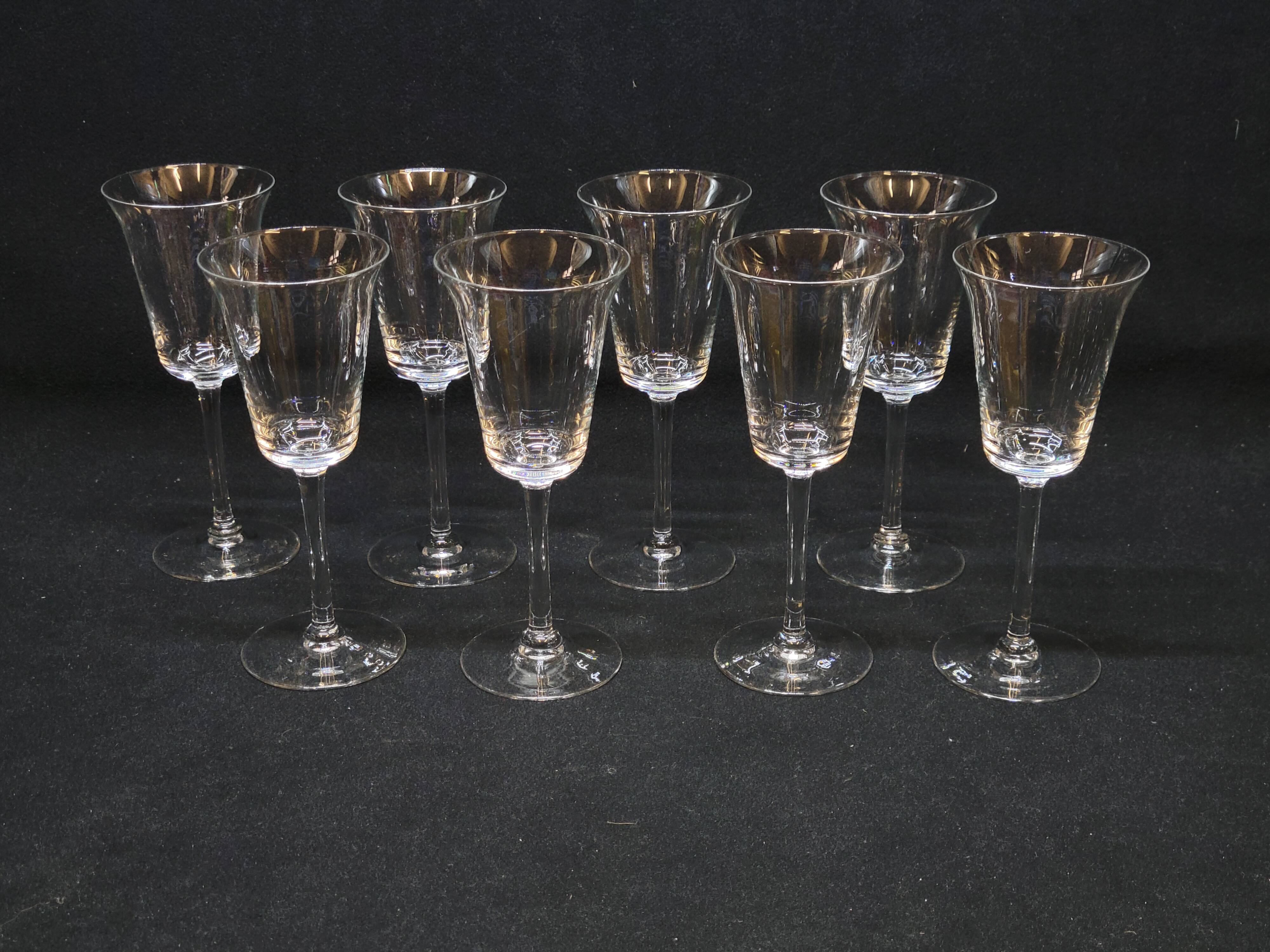 8 Fine Crystal Stemmed Glasses for Port or Liqueur - Baccarat? / Saint Louis