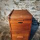 Vintage French oak office rolling cabinet with tambour door, 1950s.
