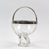 Vintage crystal ice bucket and Silver plated handle