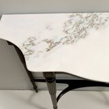 Ebonized Beech Console Table with Portuguese Pink Marble Top, Italy
