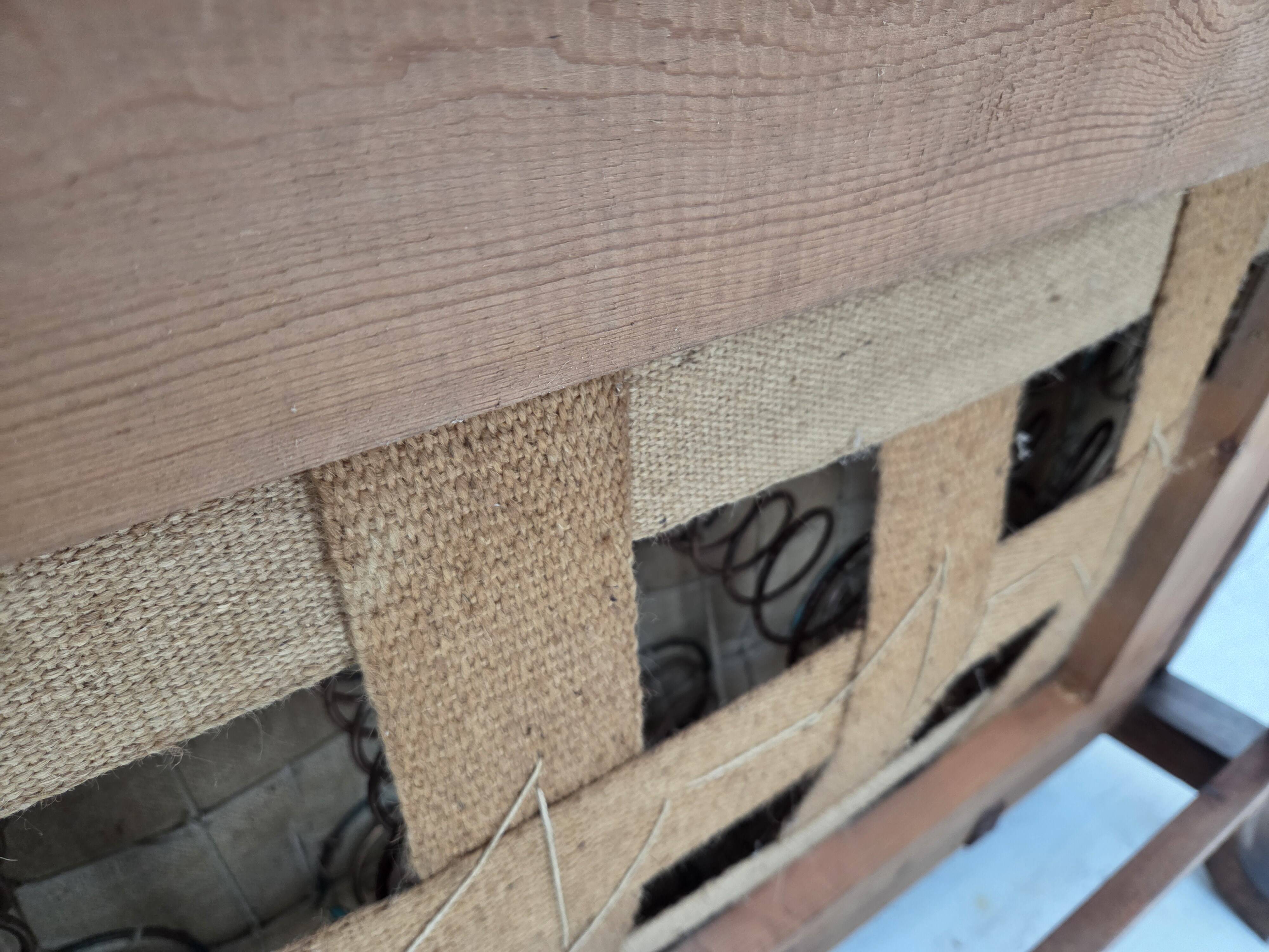 1950s, 3-seater Danish sofa, original condition, furniture velour, oak.