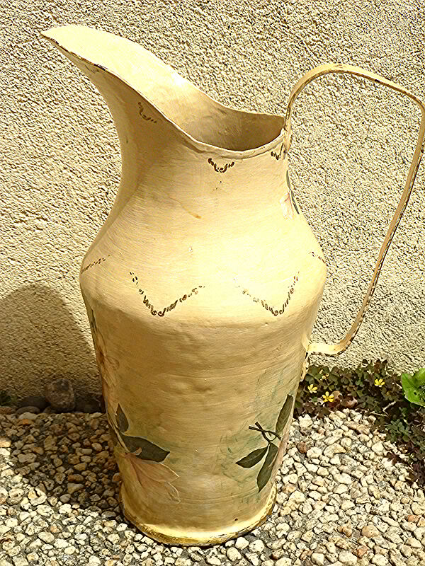 Vintage painted copper jug