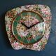 Vintage clock silent wall pendulum "Flowers Cherries"