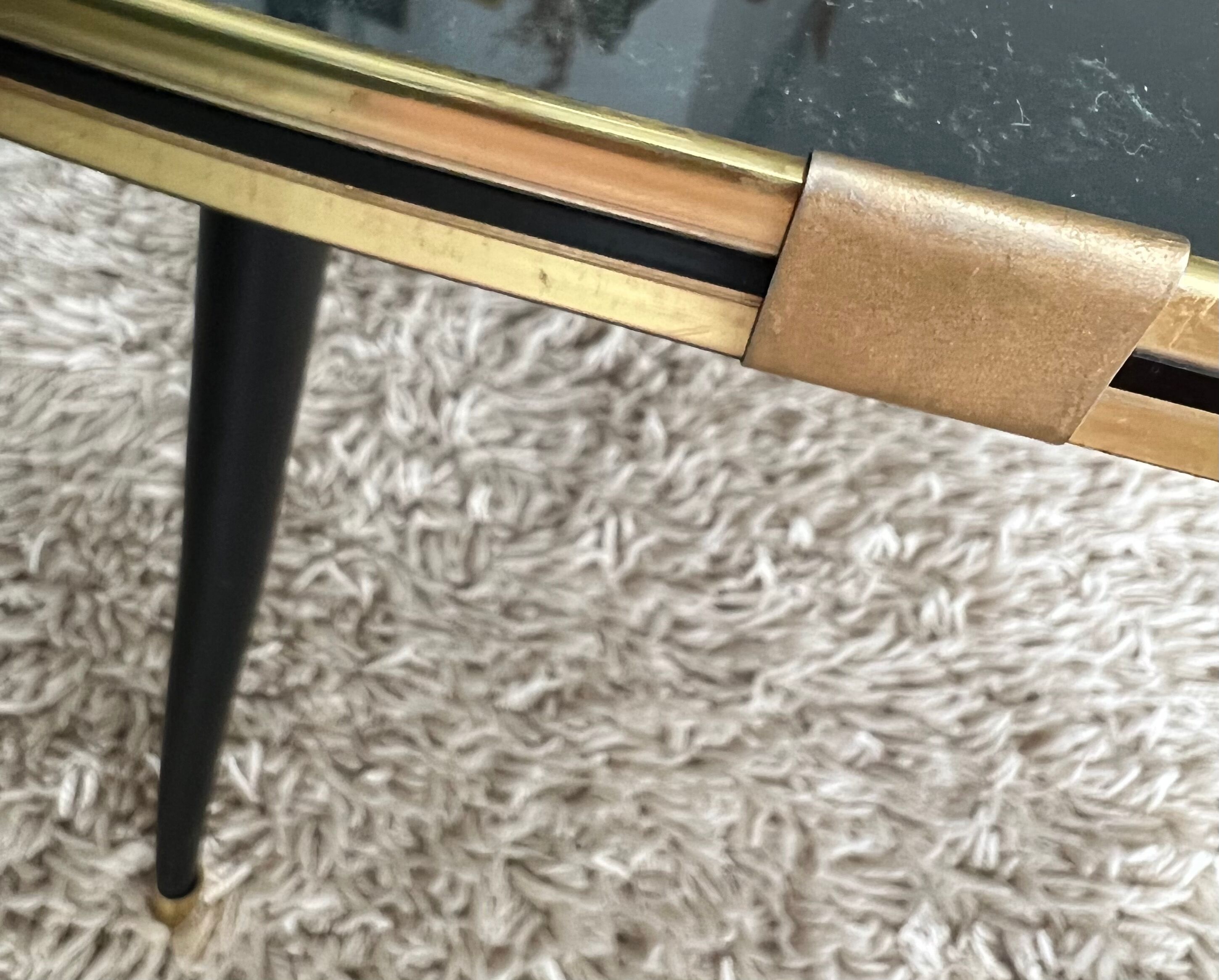 Vintage coffee table year 60 Japanese décor compass feet signed Sandie