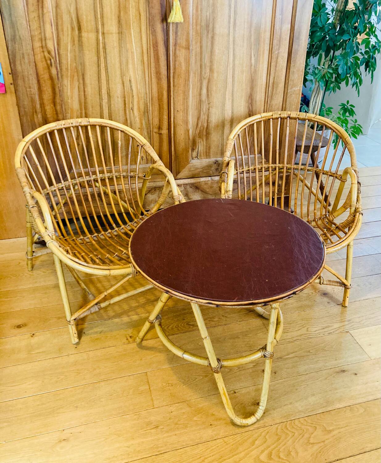 Mid-20th century rattan lounge for garden, terrace, veranda, etc.
