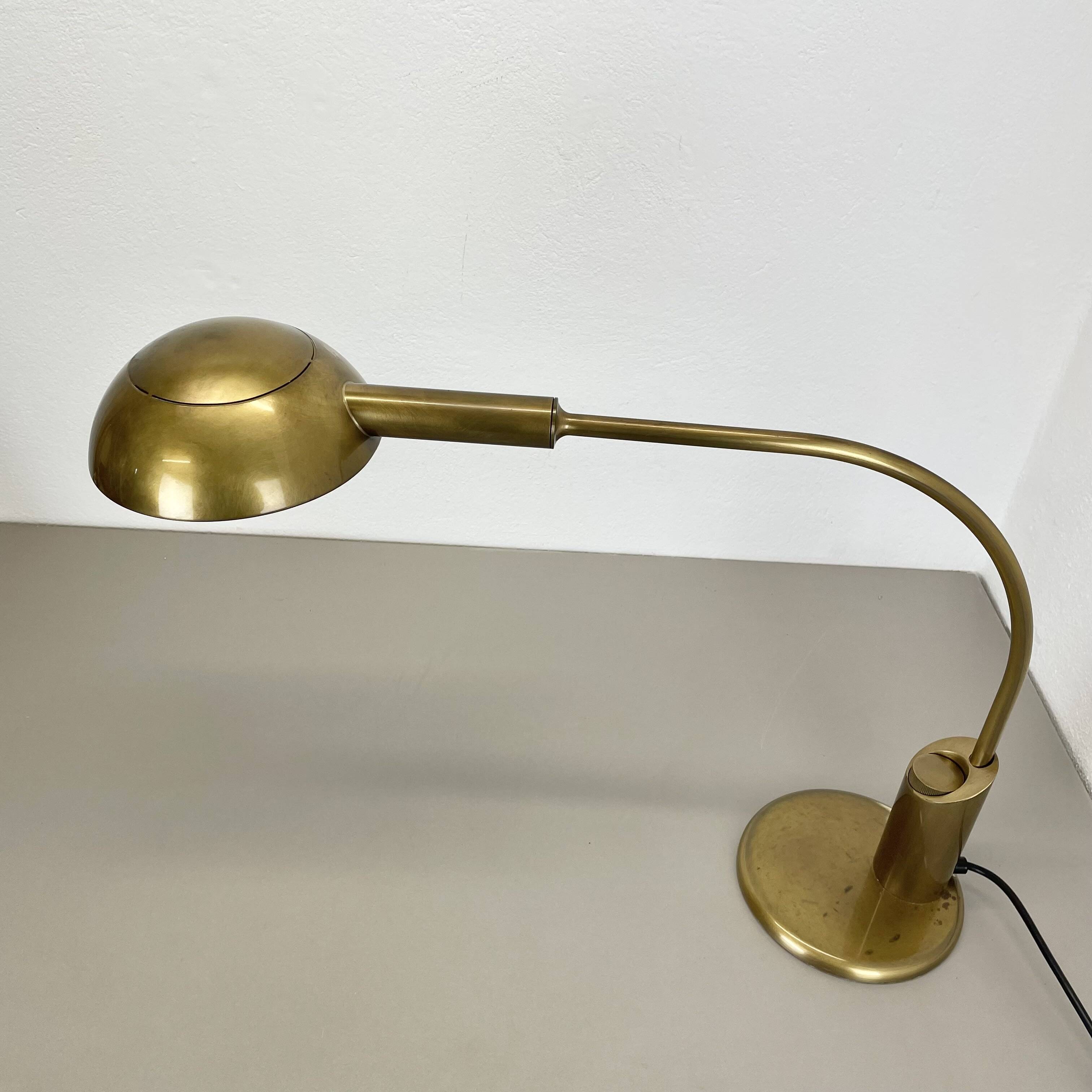 Large Modernist 60cm Table Lamp in Brass and Metal by Florian Schulz, Germany, 1970s