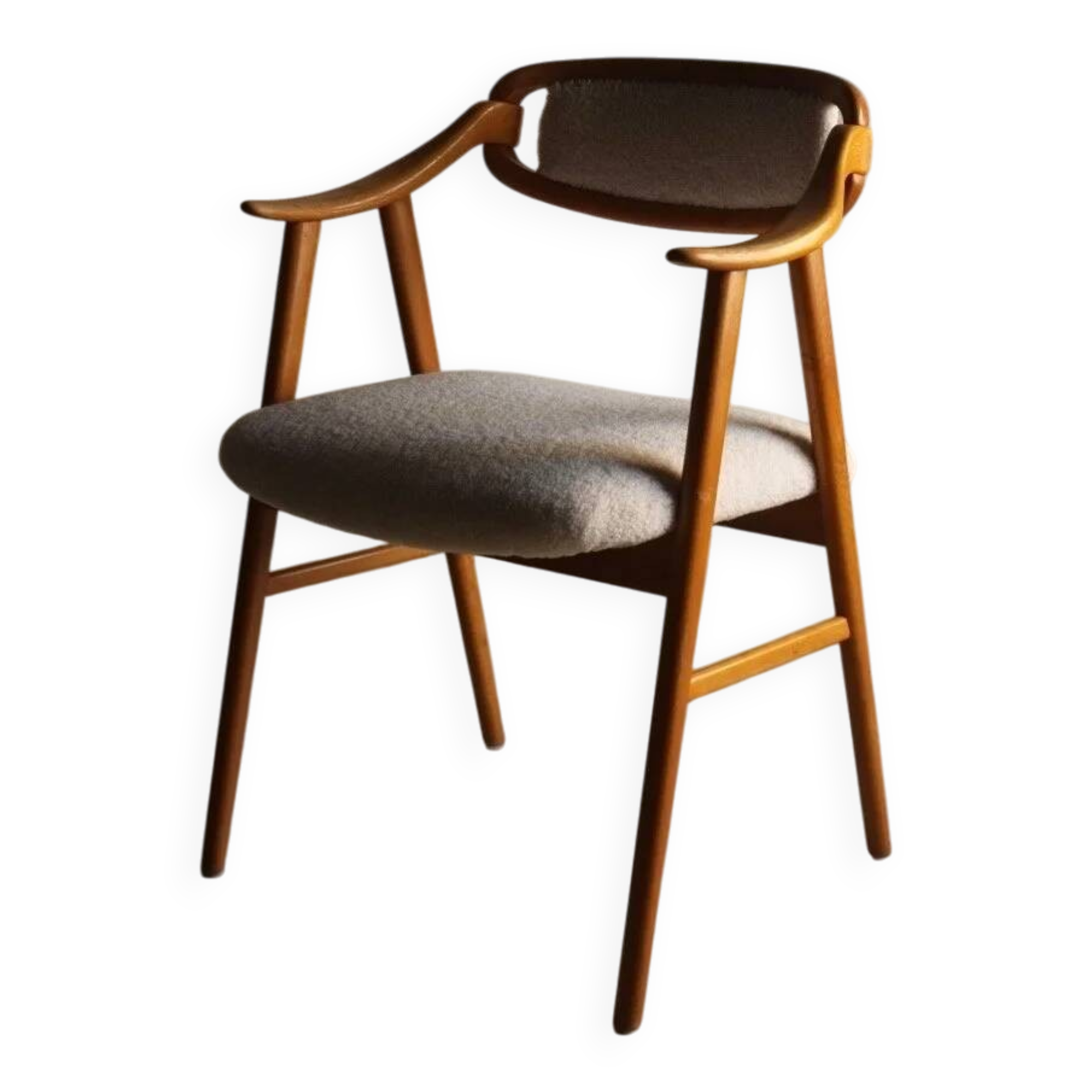 Fauteuil scandinave en fausse fourrure de mouton retournée | Années 1960